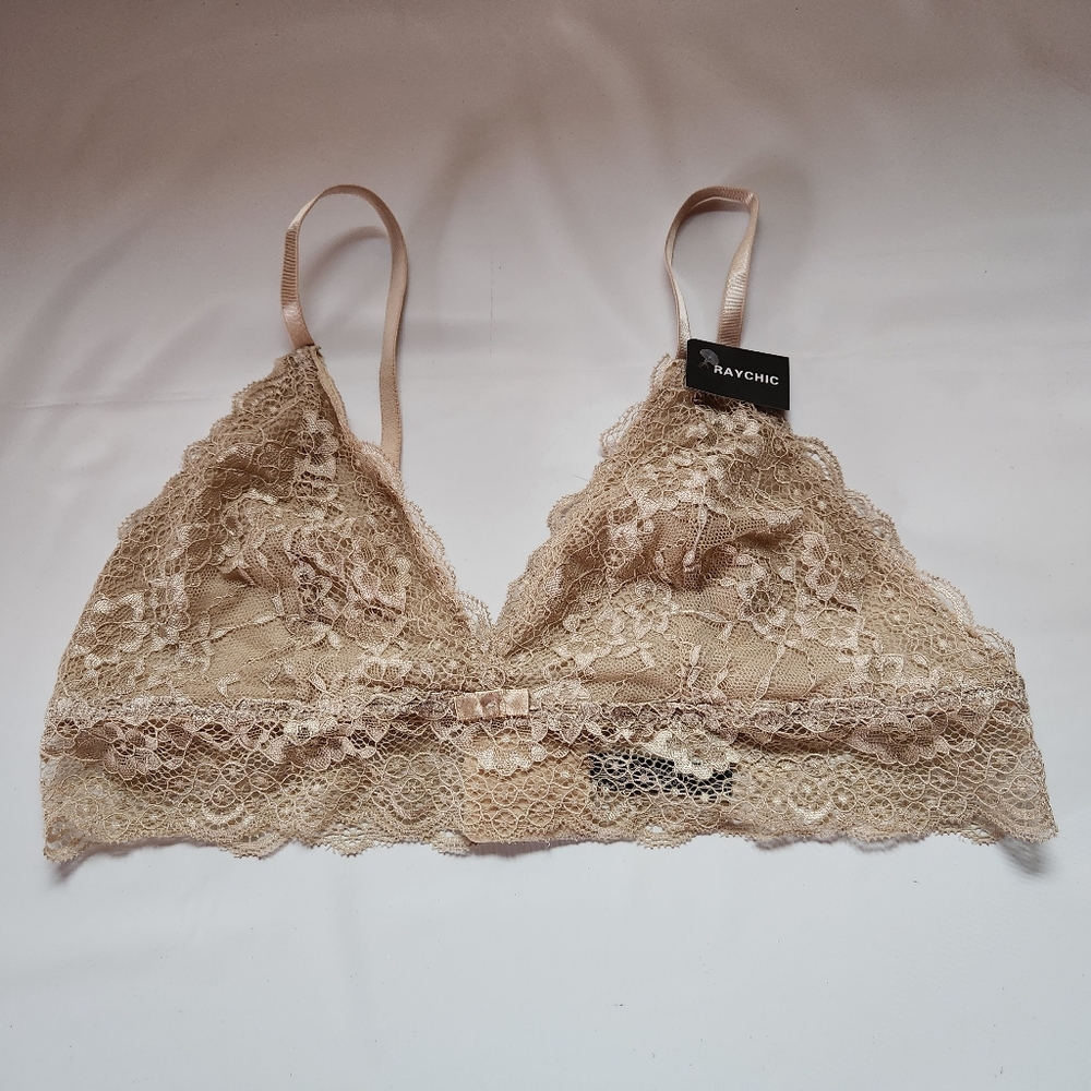 NWT Belda Womens Raychic Bra XL Tan Lace Adjustable Sexy